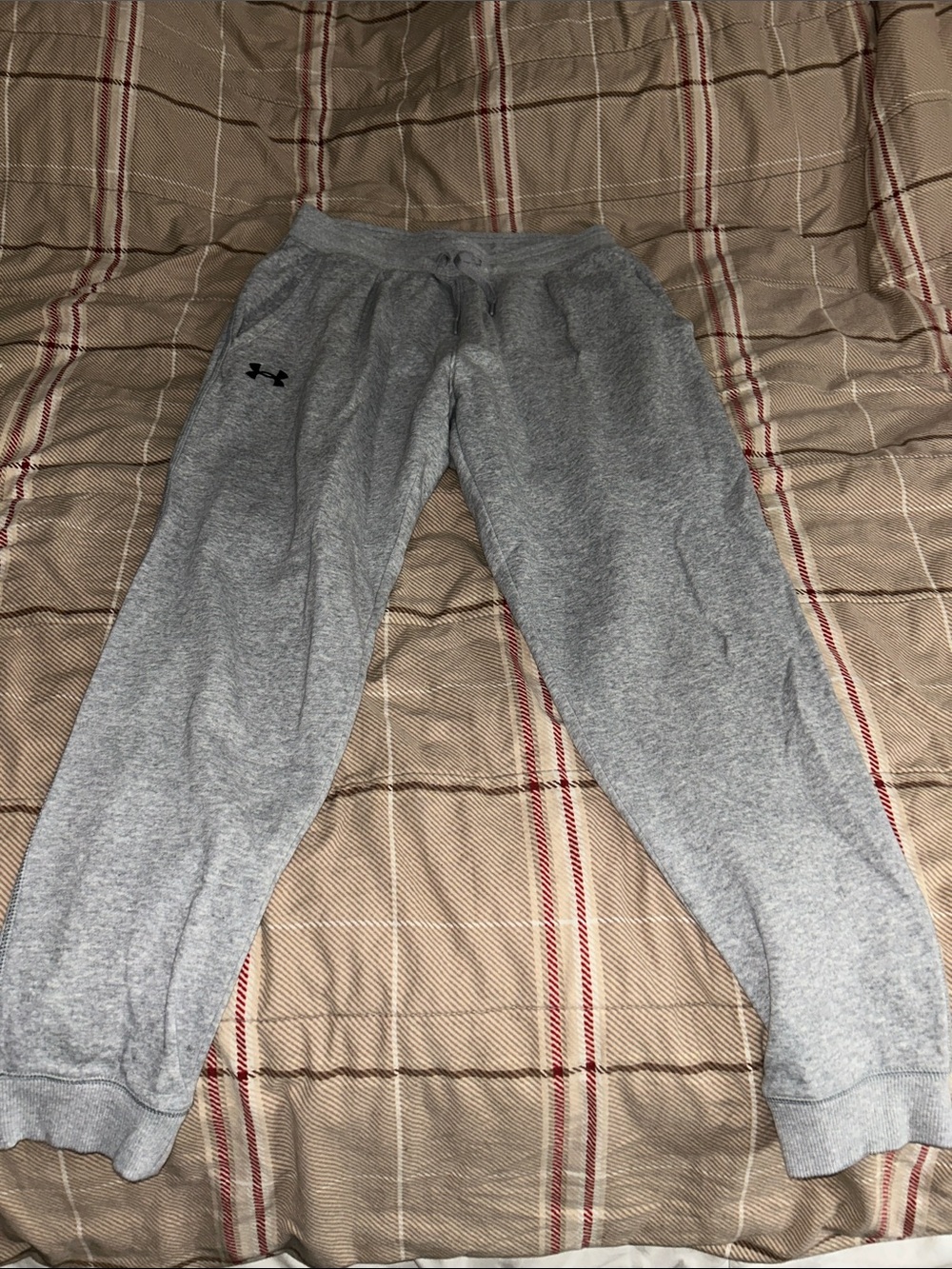 Under Armour Light Gray Fleece Joggers with Black Logo